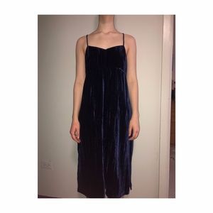 Madewell velvet long dark blue dress